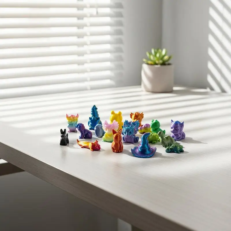 3D Printed Mini Animal Figurines Bright Mixed Color Assortment Tiny Decorations for Potted Plants Home Ornaments