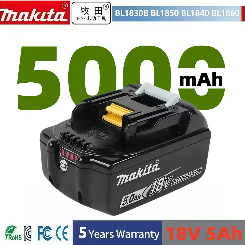 

Original Makita 18V 5Ah rechargeable power tool battery with LED lithium-ion replacement LXT BL1860B BL1860 BL1850