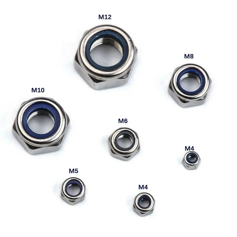 Stainless Steel Lock Nuts for m3 M5 for m6 M8 for m10 Nylon Insert Kit Rings Driver Screw Bolts 170pcs Hardware Supplies