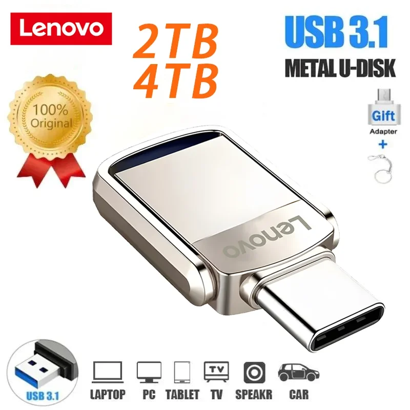 Lenovo Type C USB Flash Drives 2TB Pendrive USB 3.0 Interface Pen Drive OTC Large Capacity 1TB U Disk Memory Stick For Phone PC