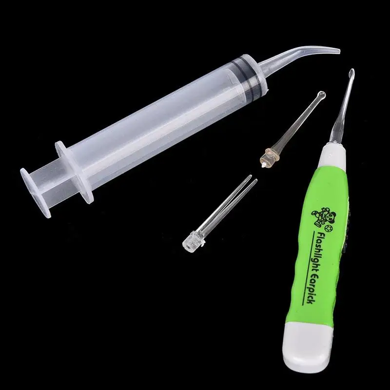 Hot Tonsil Stone Remover Tools LED Light Ear Wax Remover Stainless Steel Earpick Tips Irrigator Syringe Clean Care Tool