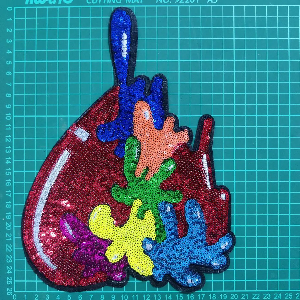 LARGE HEART STICKER Patch For Clothing COLORFUL SEQUINED Thermoadhesive Patches Clothes Patch Sewing ON DIY BADGE RED BIG HEART