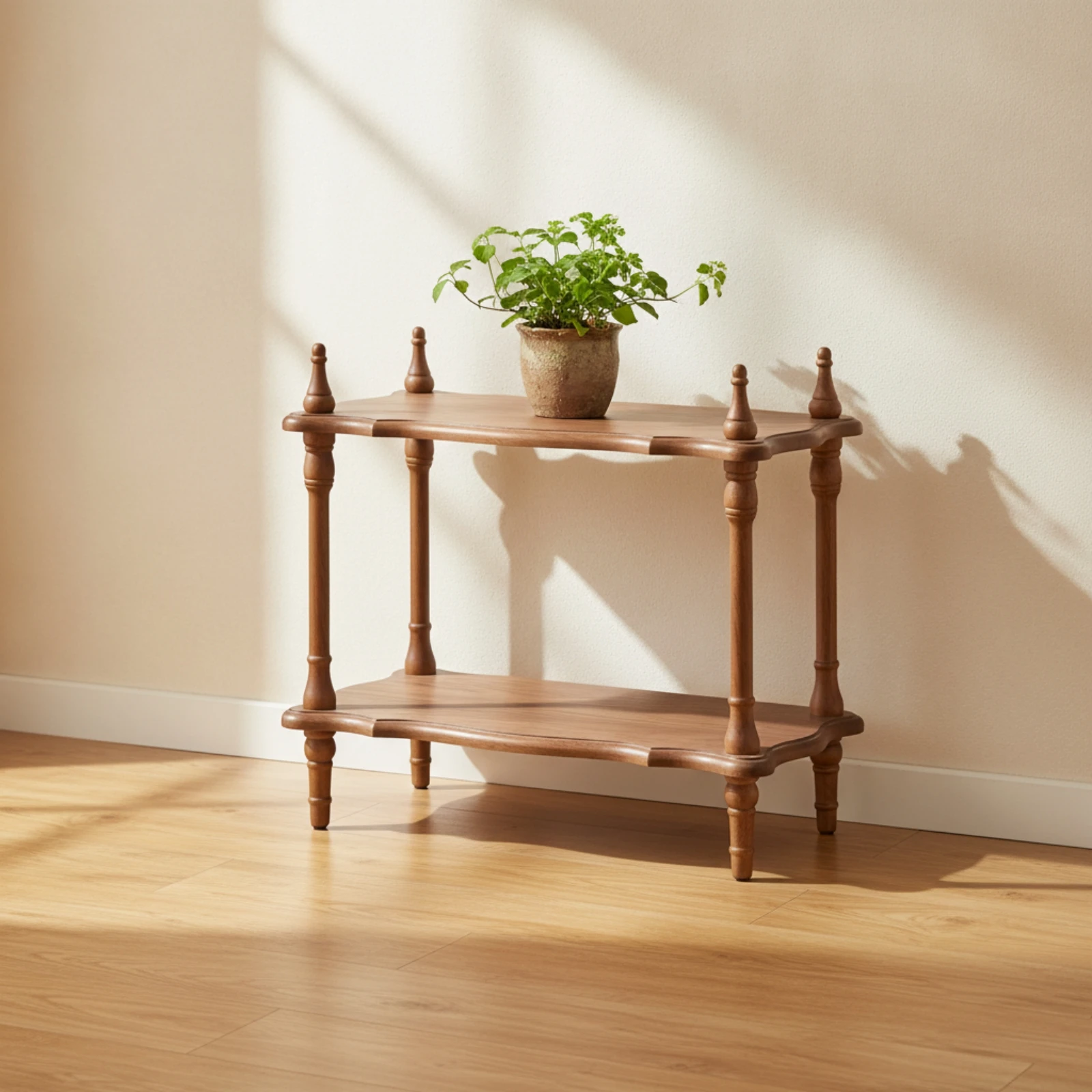Wooden Shelf with Two Tiers Decorative Two-Tier Storage Rack Open Shelving Functional Furniture Practical for Home Decorators