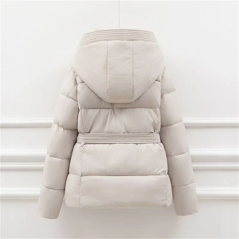 Down In Winter Cotton-padded Jacket Female 2024 New Lace-up High-grade Cotton-padded Jacket Waist Joker Small Cotton-padded Coat