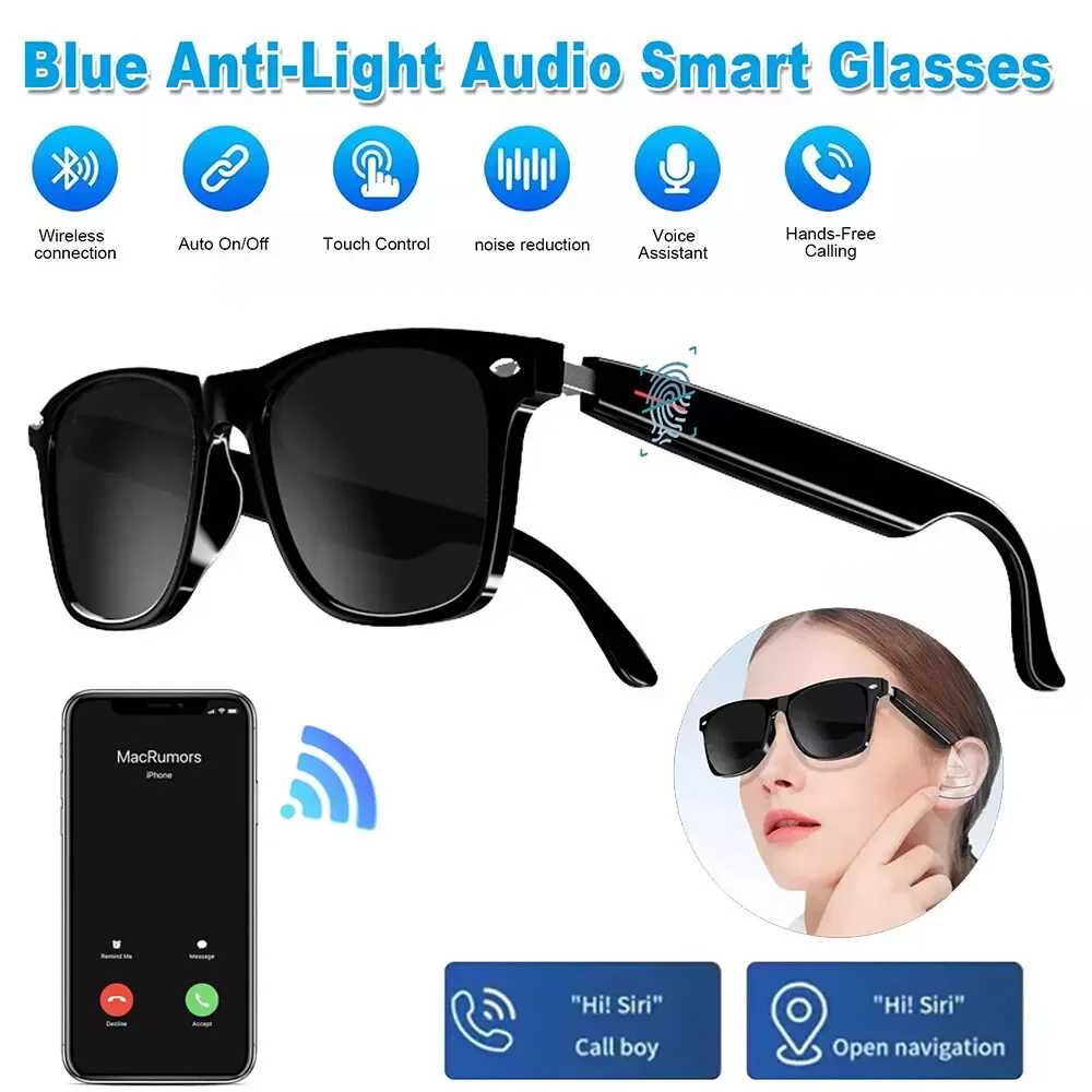 

Smart Sunglasses Bluetooth Audio Smart Glasses Open Ear Speakers & Mic Hand-free