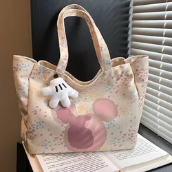 Miniso Disney Mickey Cute Handbags Casual Large Capacity Tote Bags Kawaii Catoon Printed Shoulder Bags Versatile Bags For Women