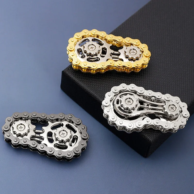 Kettenräder Schwungrad Fingertip Gyro Fidget Spinner Antistress Angst Metall Fahrradketten EDC Spinner Fidget Spielzeug für Erwachsene Kinder