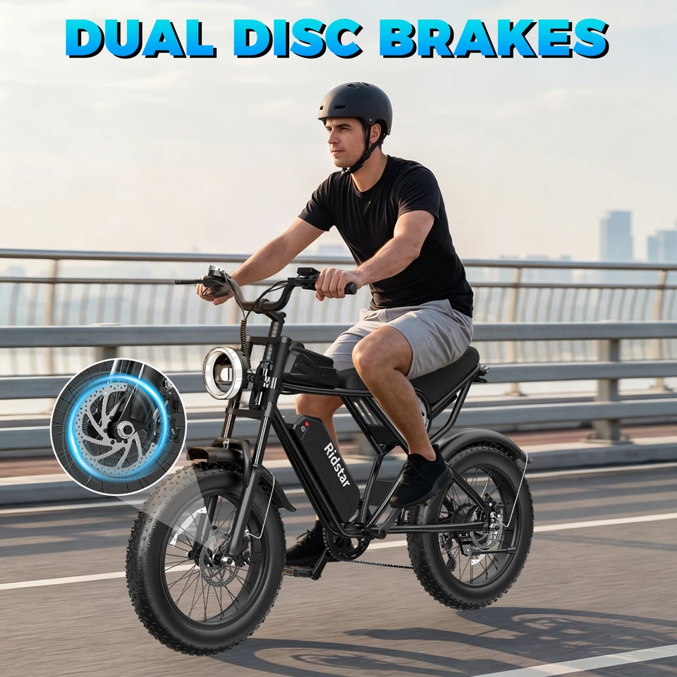 Ridstar Q50LITE 1500W Electric Bike for Adults Max 31MPH Battery 48V 15.6AH E-Bike Electric Bicycle 20x4" Fat Tire Mountain Bike image 5