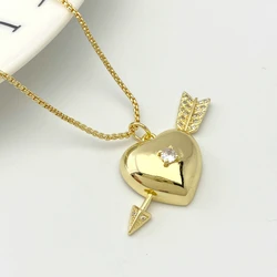 Fashion Elegant 18K Gold Plated Angle Wings Heart Shaped Pendant Necklace Jewelry Women Gift