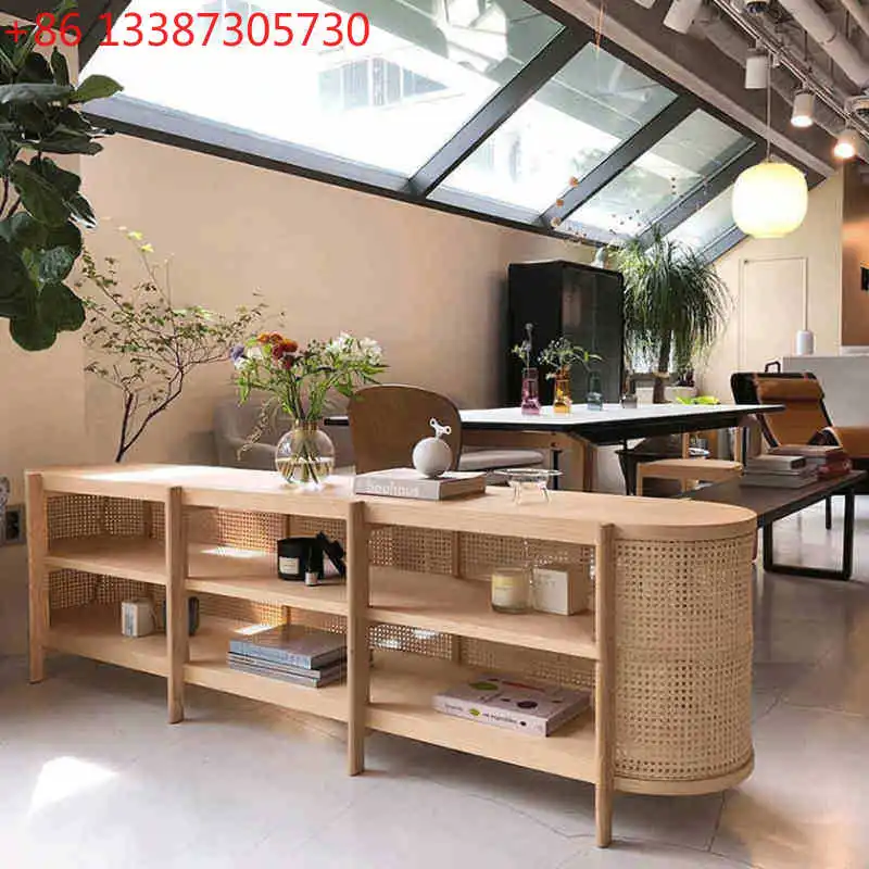 

Nordic rattan solid wood TV cabinet postmodern home living room floor cabinet