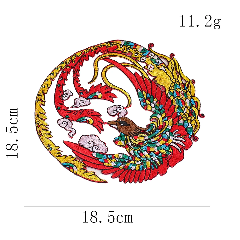 Chinesischer Stil, farbenfroher Phönix-Stickerei-Aufnäher, orientalischer Glücksbringer für Kleidung, Taschen, Vorhänge, Deko-Applikation zum Aufnähen – Detail 8