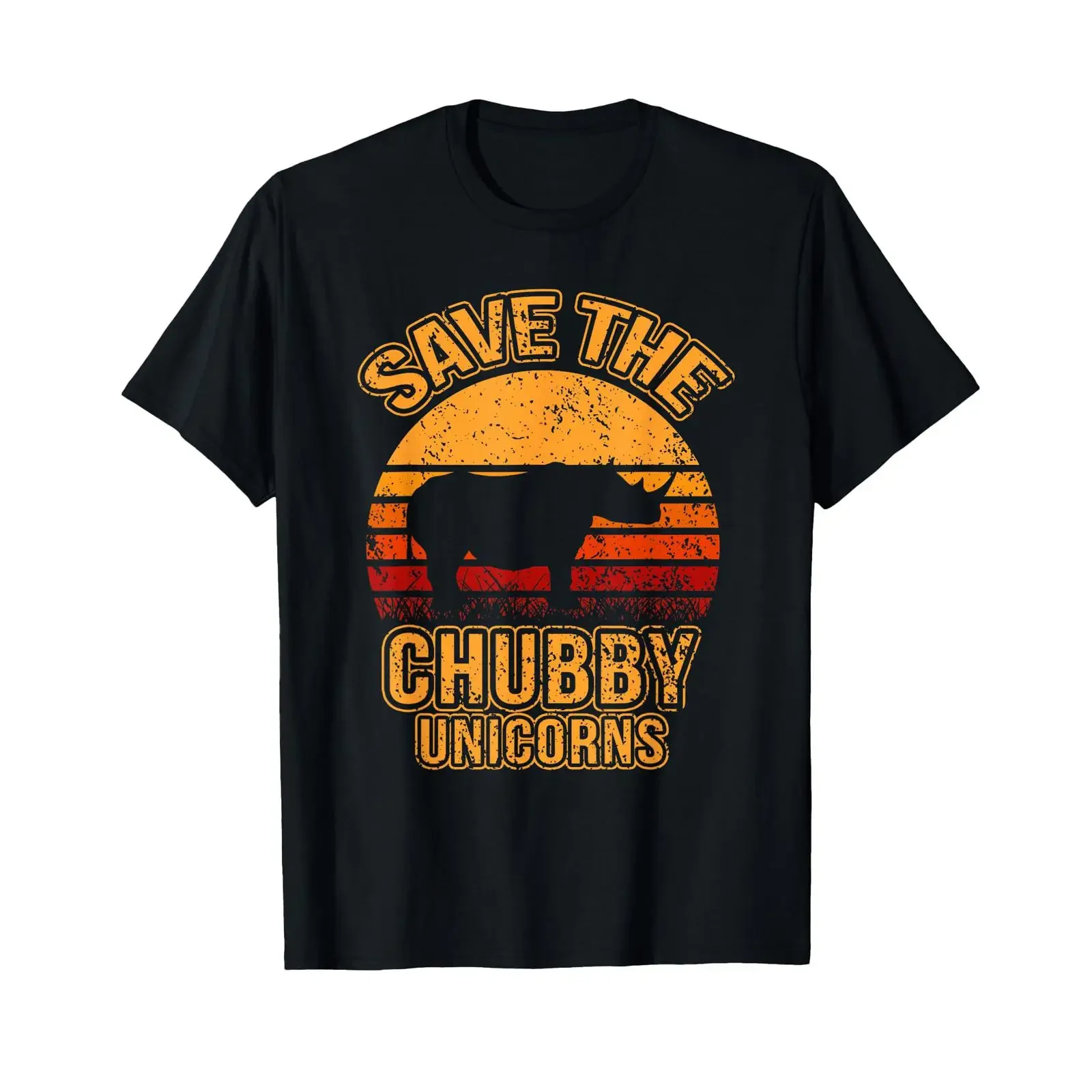 Save The Chubby Unicorns Retro I Vintage Rhino T Shirt black vintage Washed Slightly homme fashion Soft streetwear Comfortable