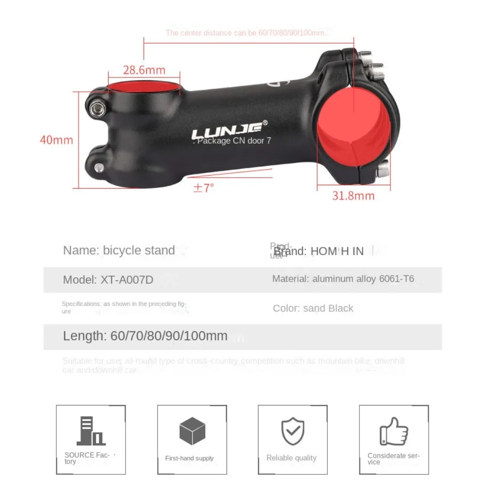 Ultralekki aluminiowy mostek rowerowy 7 stopni 50-100mm, mostek rowerowy do rowerów górskich, czarny mostek kierownicy rowerowej, mostek do rowerów szosowych