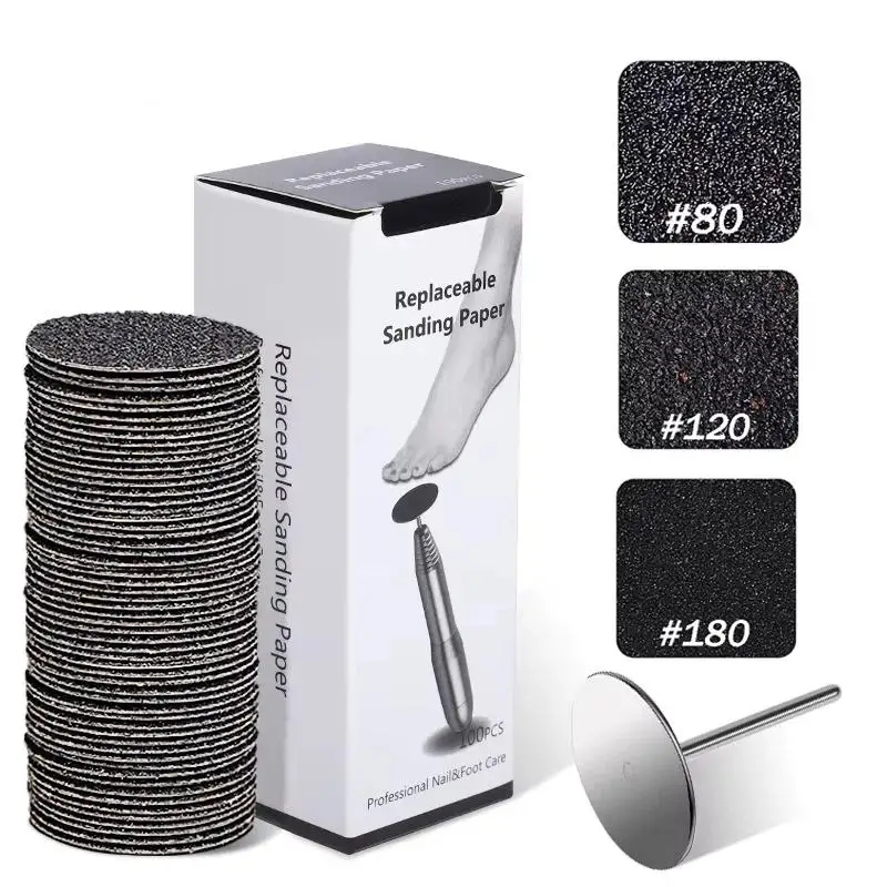 Papel de lija reemplazable de 25/35mm, herramientas de manicura y pedicura, disco de 3/32 pulgadas para eliminar la piel muerta del pie, disco de papel de lija