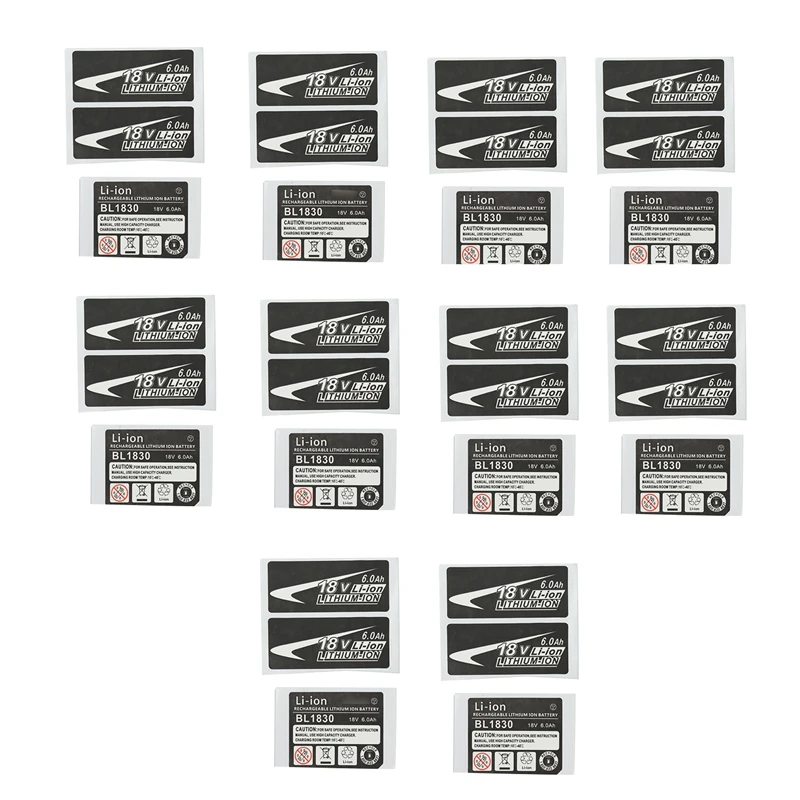 10 Sets of BL1830 Label Lithium Ion Battery 18V 6.0Ah Sticker Label Suitable for Makita 18V Battery Logo