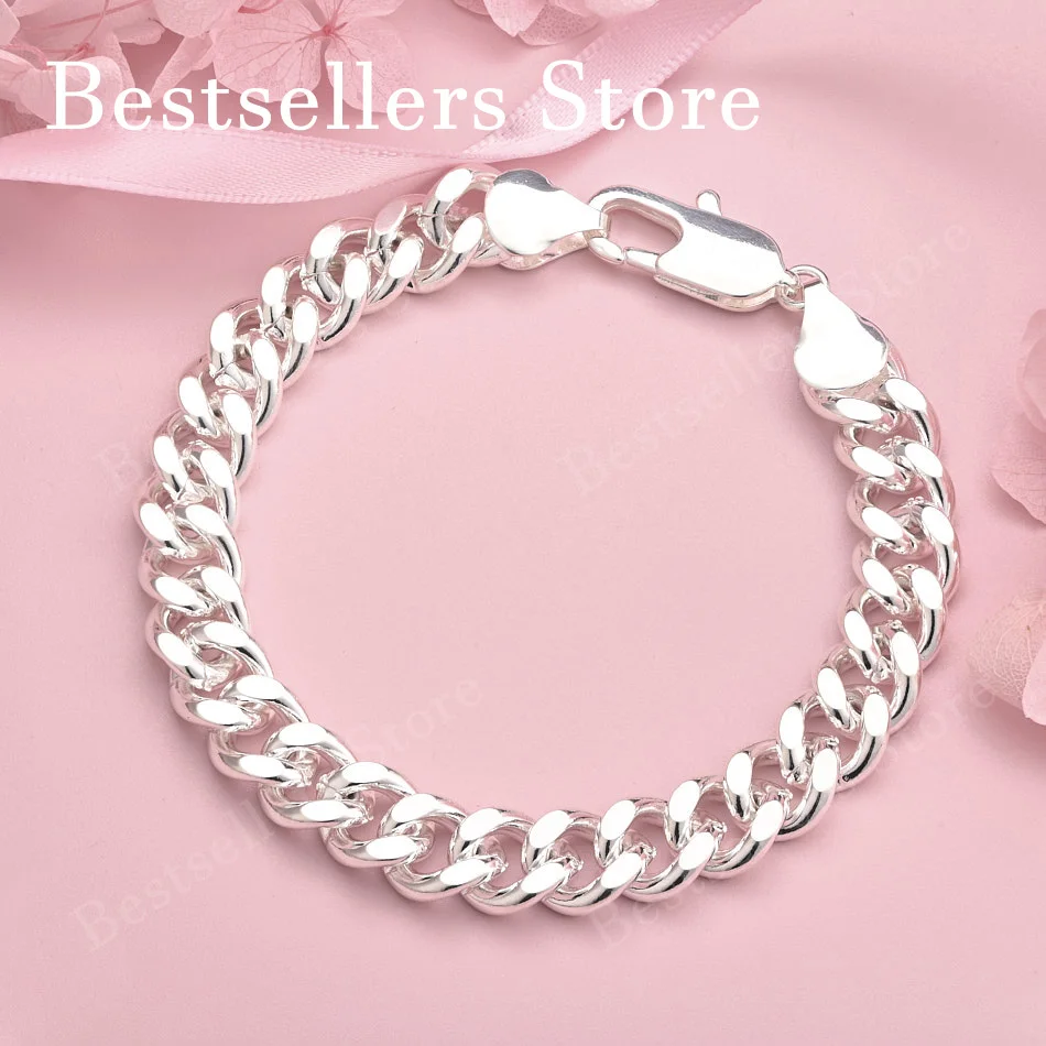

925 sterling silver 8-inch 10mm classic bracelet fashionable men's and women's party wedding accessories jewelry