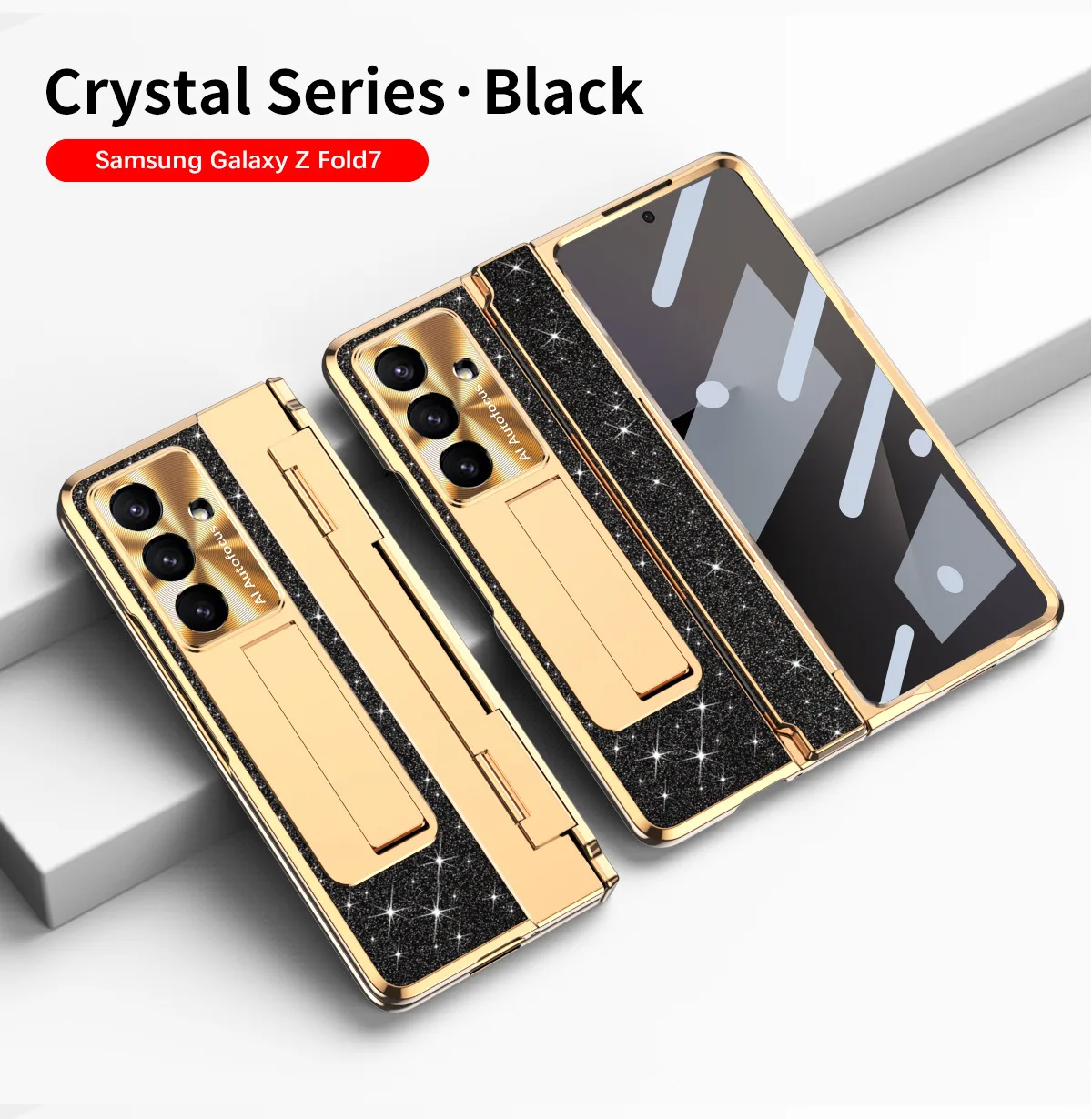 Luxury Leather Case for Samsung Galaxy Z Fold 8Ultra 8 7 6 5 4 3 5G Case Ultra-Thin Plating Hinge Protection Case