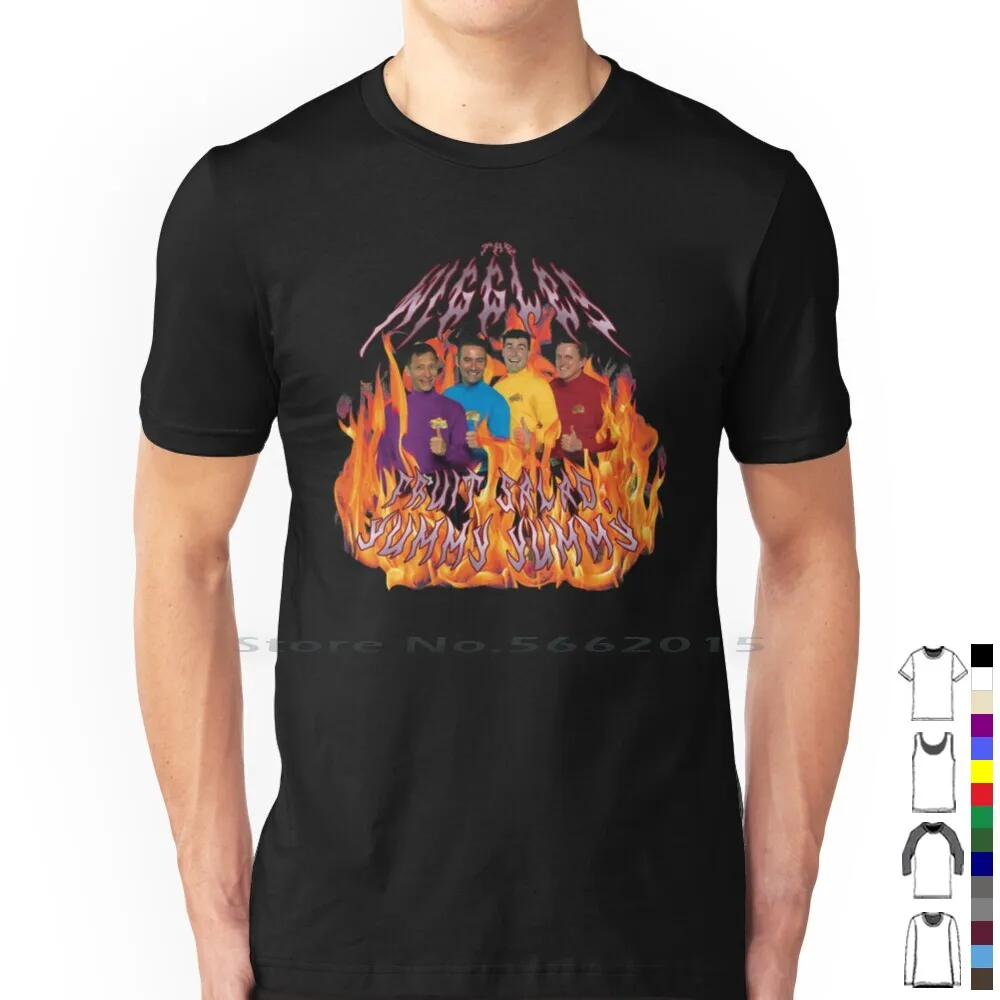 Heavy Metal Wiggles With Flames T Shirt 100% Cotton The Wiggles Fruit Salad Yummy Yummy Funny Short Long Sleeve Tee Top