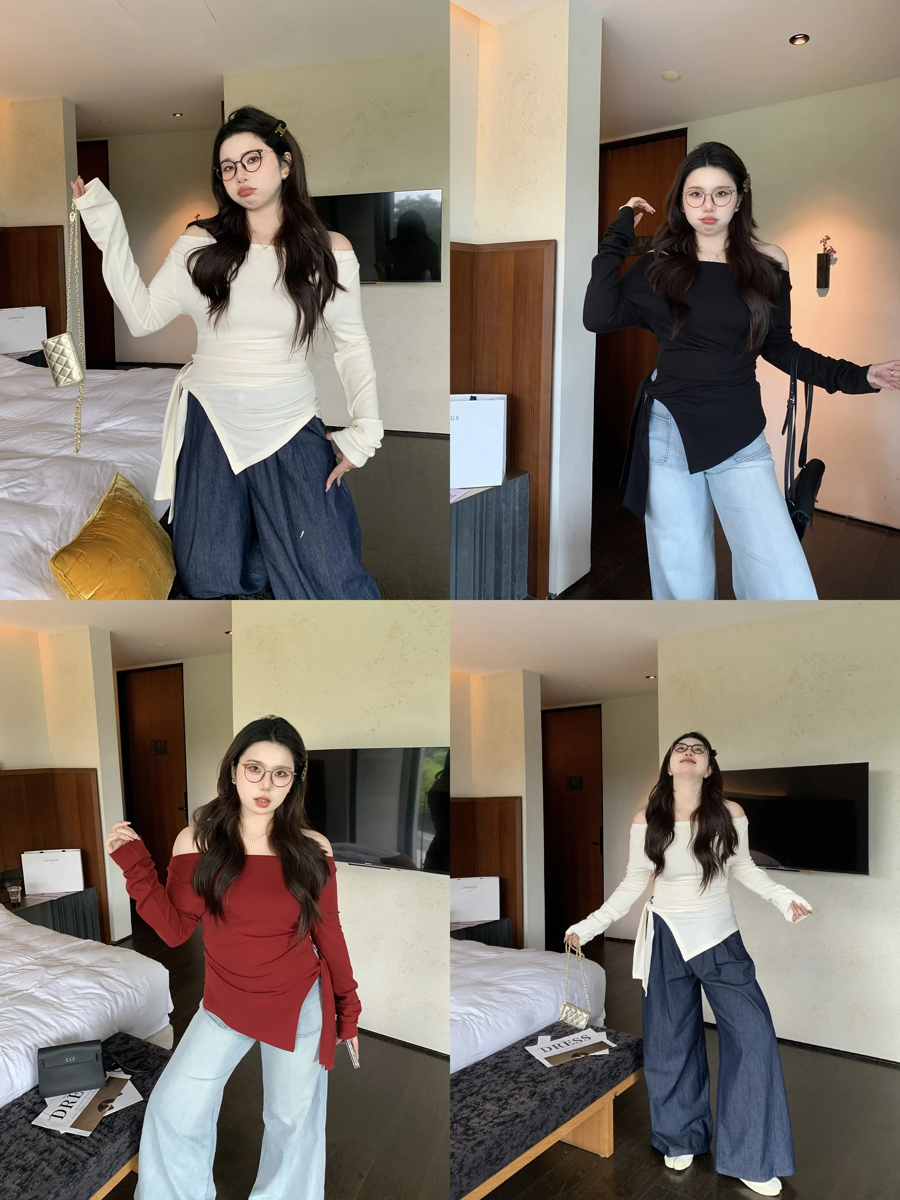 

Футболка больших размеров, длинная све, с завязкой на талии, с закругленным узлом, нерегулярный топ большого размера, женский топ Faion Commute Sle Pure C...