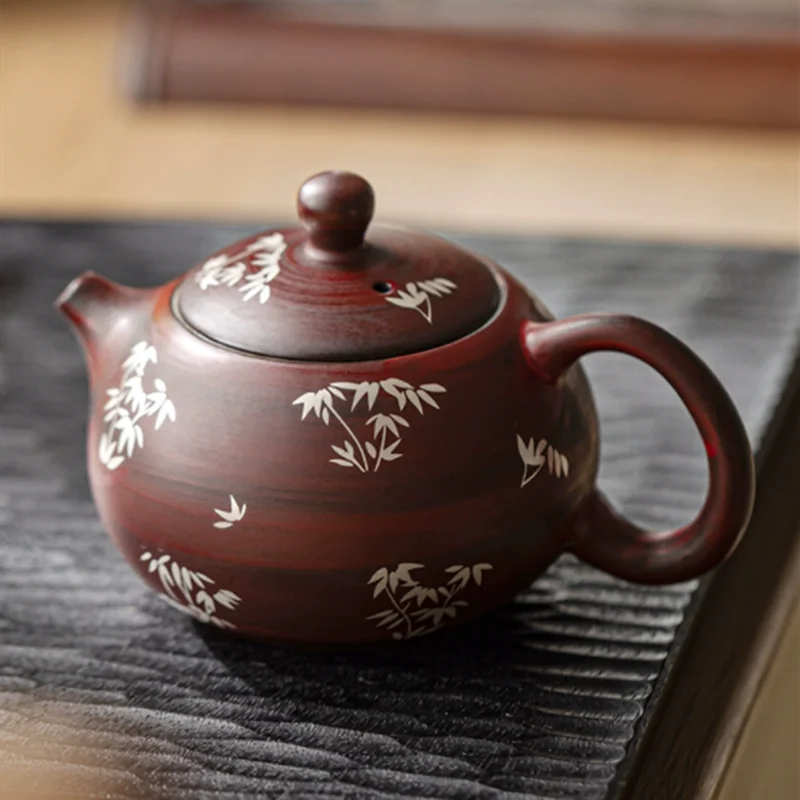 Chinese Tradition Pottery Xishi Teapot Handmade Exquisite Bamboo Leaf Tea Pot Beauty Tea Infuser Kettle Ceramic Tea Set Teaware