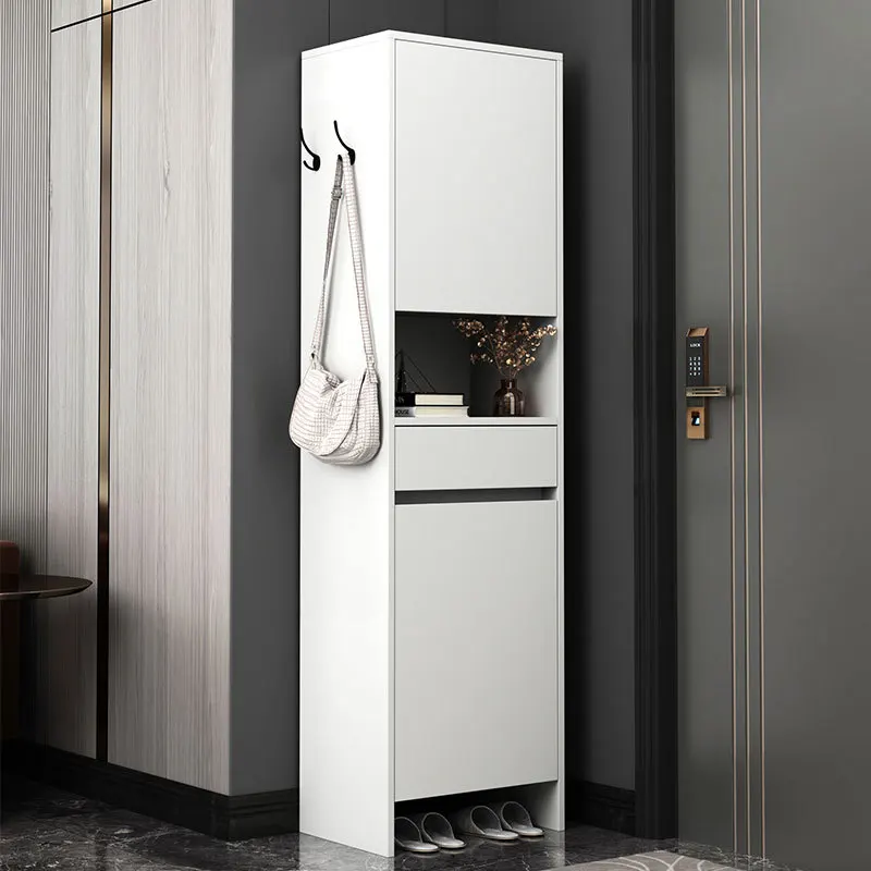 

Solid wood shoe cabinet household door narrow high vertical entrance entrance cabinet integrated new large-capacity balcony