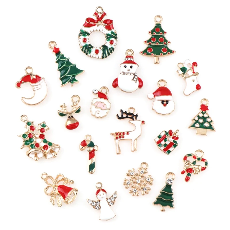 367A 10x/Set Colorful Christmas Charms New Year Xmas Pendant for DIY Craft Earrings Bracelet Keychain Jewelry Making Findings