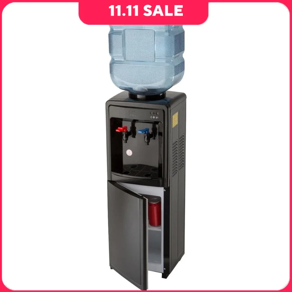 Water Dispenser, Freestanding Hot and Cool Water Cooler Dispenser, 3-5 Gallon Water Tank, Top-loading Dispenser