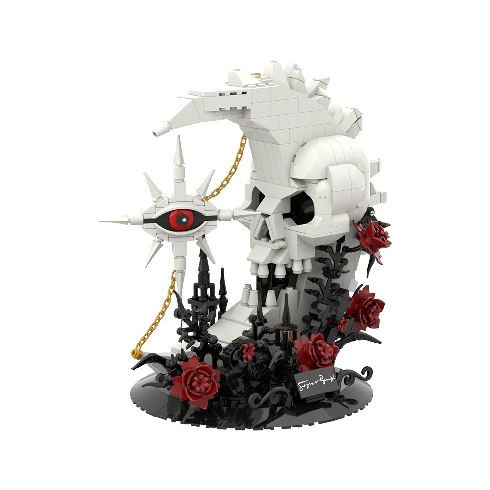 Image of Gobricks MOC Totenkopf, Mond und Sterne Bausteine Spielzeug Geschenk
