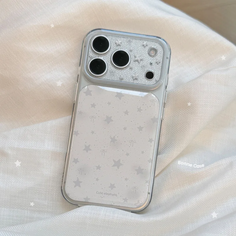Cute Star Print Soft TPU Protective Phone Case Drip Glue Craft Shockproof Anti-drop Portable Cover for iPhone 17 Pro Max