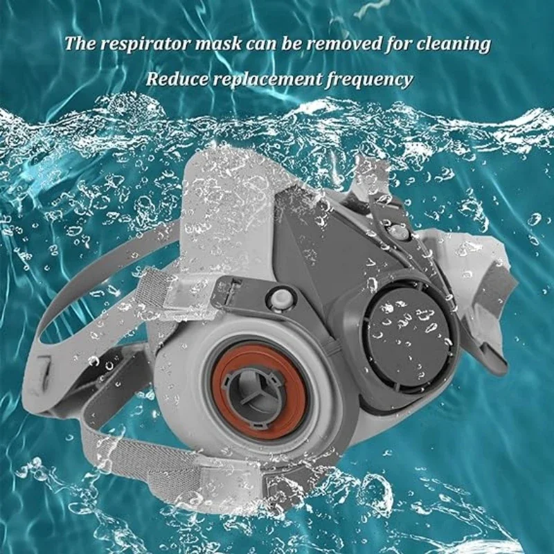 6200 Dust Gas Mask Filters with Protective Fog-proof Glasses Safety Work Suit Industrial Half Face Painting Spraying Respirator image 6