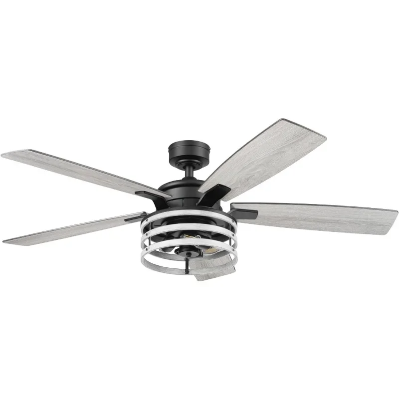 

Honeywell Ceiling Fans Carnegie, 52 Inch Industrial Style Indoor LED Ceiling Fan with Light,Remote Control,Dual Mounting Options