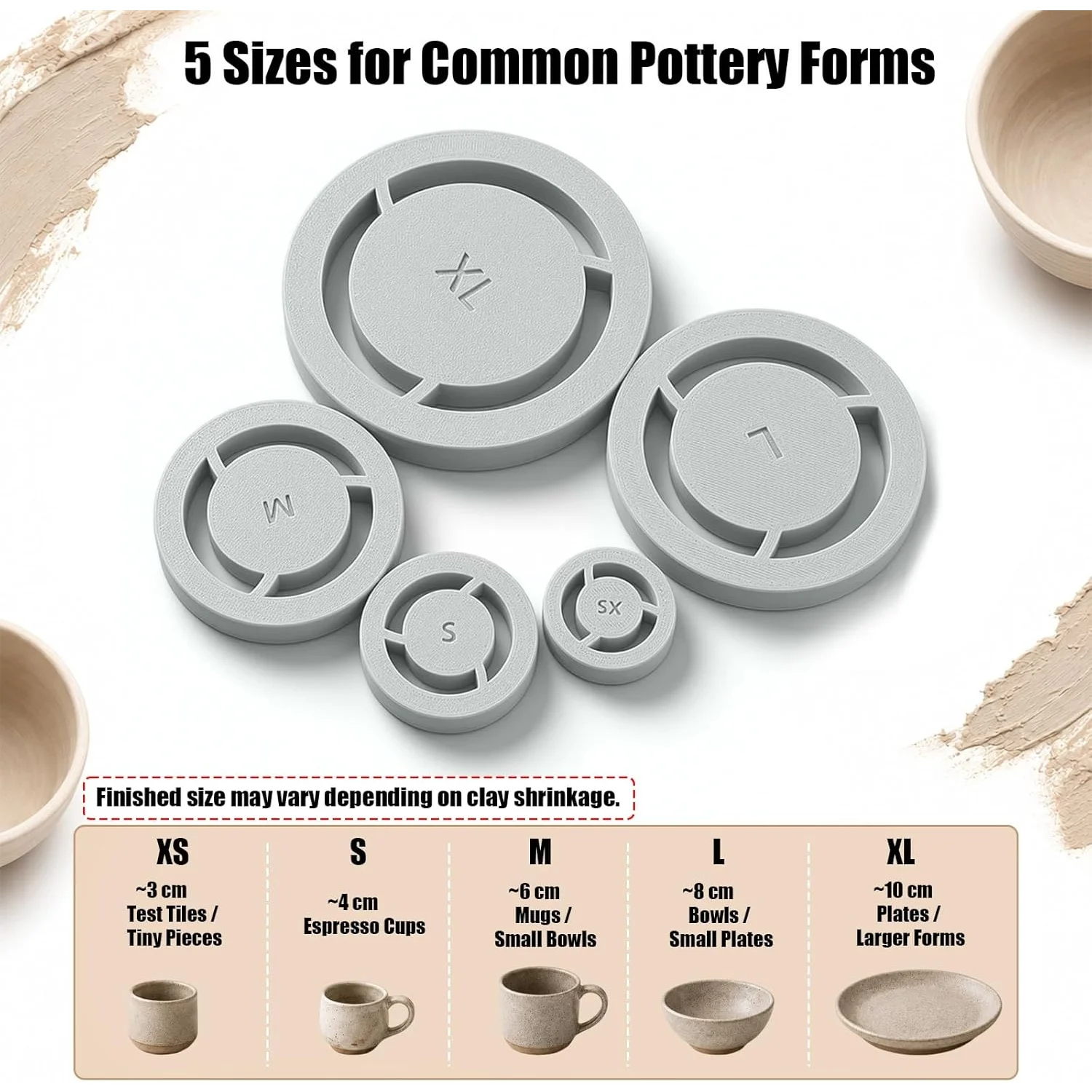 5 Sizes Pottery Foot Ring Template Consistent Base Ring Mold Lightweight Ceramic Clay Trimming Tool DIY Ceramic Making Supplies