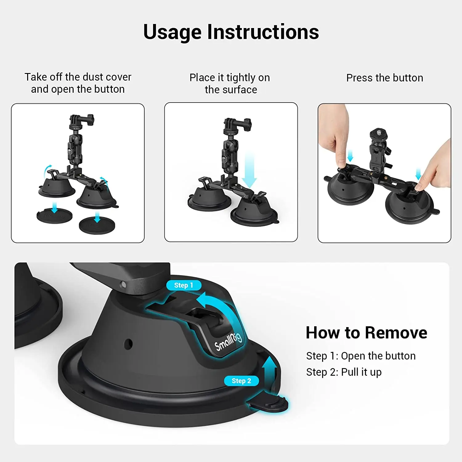 SmallRig Saugnapf Halterung für GoPro Leichte Halterung für Vlogging Handy Multi-Winkel für Sony DLSR Windschutzscheibe Schießen