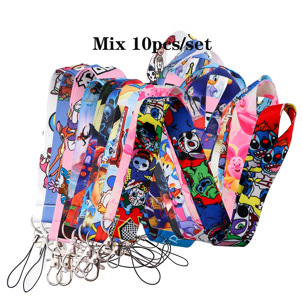 

Mix 10pcs/set Animation Rope Strap Keychain Lanyard For Cars Motorcycles Keys Anti-Lost Hang Rope Accessories Gifts for Friends