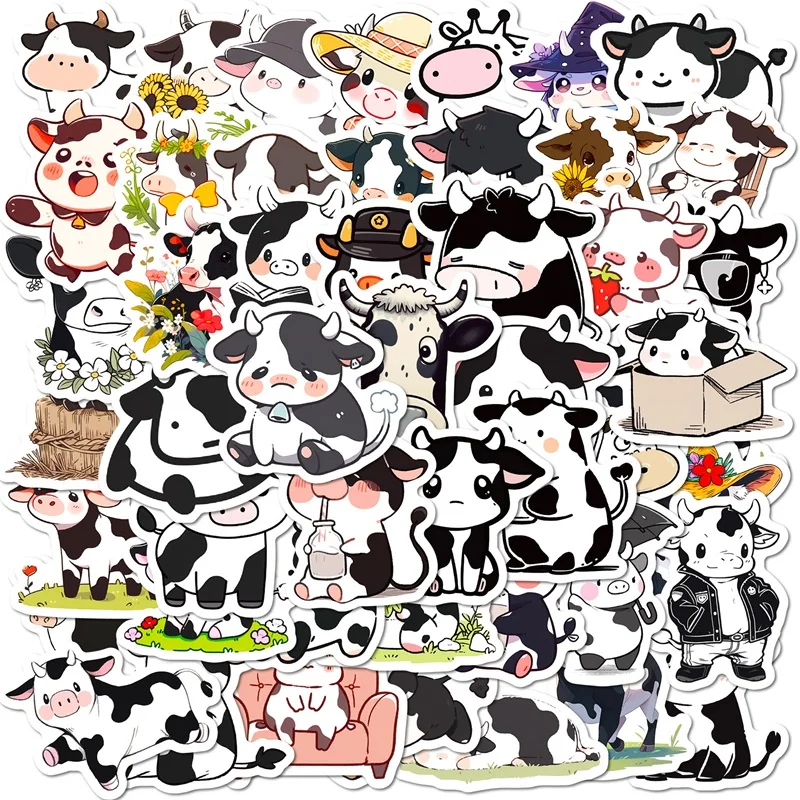 10/30/50PCS Cute Cow PVC Sticker Aesthetic DIY Children\'s Decoration Scrapbooking Korean Stationery School Supplies for Kids