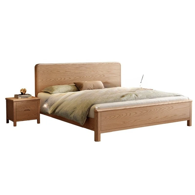 

North American red oak 1.8 meters double solid wood bed master bedroom wood wax oil small apartment 1.2m