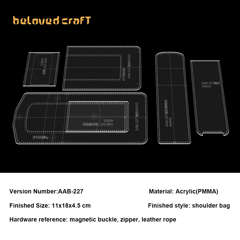 BelovedCraft Leather Bag Pattern Making with Kraft Paper and Acrylic Templates for Single-shoulder Crossbody Bag