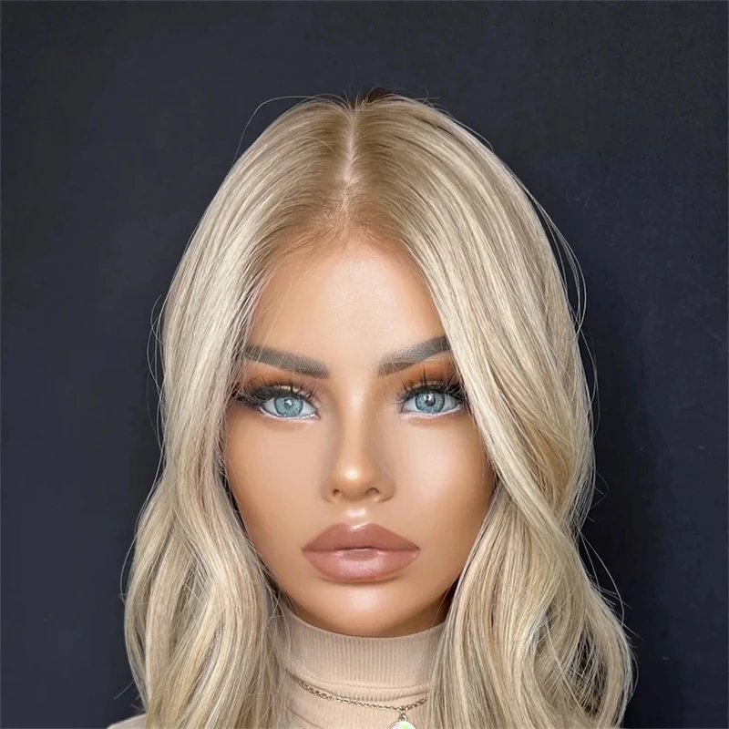 

Ombre Ash Blonde Highlight Human Hair Wigs 13x4 Silk Top Lace Front Wig Short Bob Human Hair Lace Frontal Wigs For Women