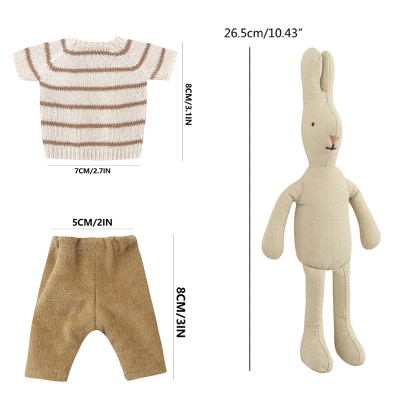 Poupée lapin/vêtements d'habillage, pantalons pull tenue d'animal en peluche, vêtements d'habillage DIY, jouet en peluche