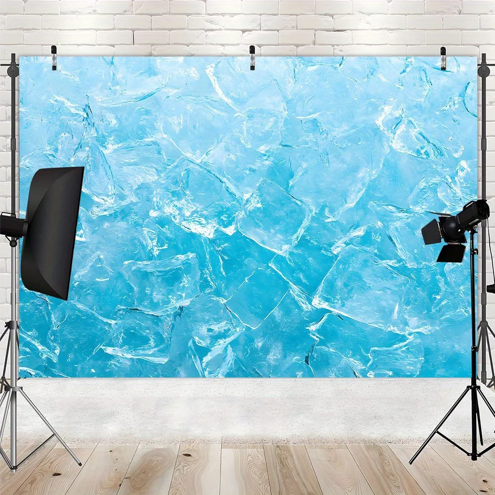 Modern Abstract Blue Ice Crystal Digital Print Tapestry Wall Hanging Backdrop Polyester Home Decor Photo Shoot Studio Background