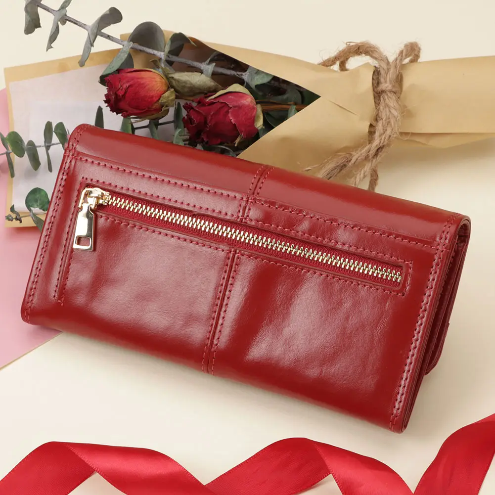 ファッション女性の長財布本革 RFID ハンドバッグカードとコイン用大容量携帯電話マネーバッグ