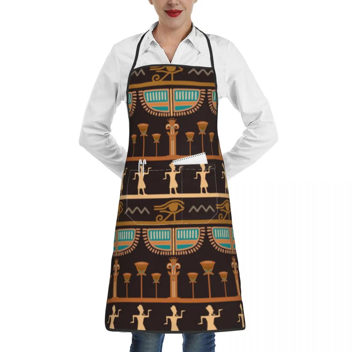 Kitchen Apron Egyptian Vintage Ethnic Silhouettes Chef Work Apron Restaurant Bar Shop Cafes Beauty Nails Studios Uniform