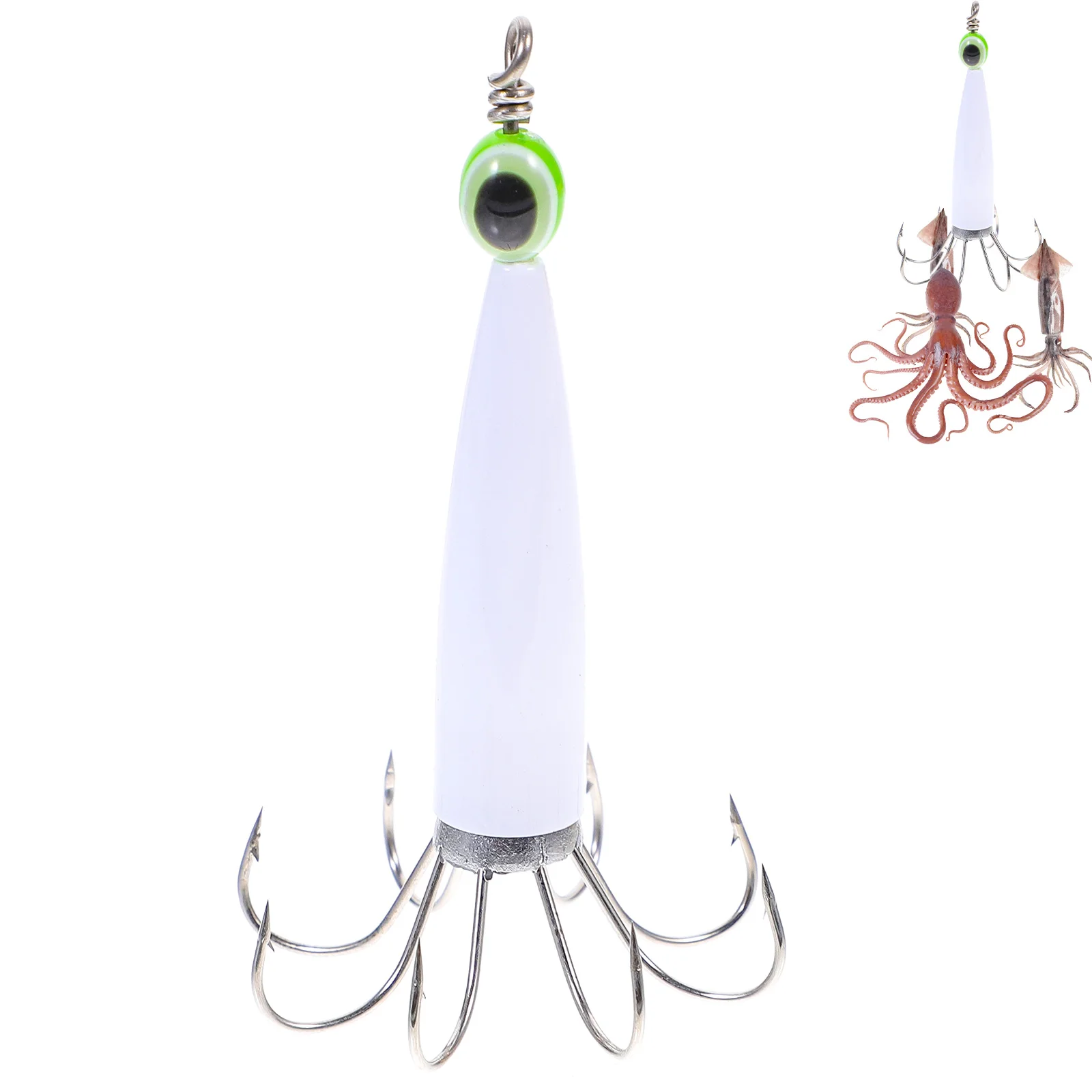 

Squid Hooks White Random Eyes Portable Fishing Lures Glow Simulation Tackle Bionic Baits Durable Hooks River Lake