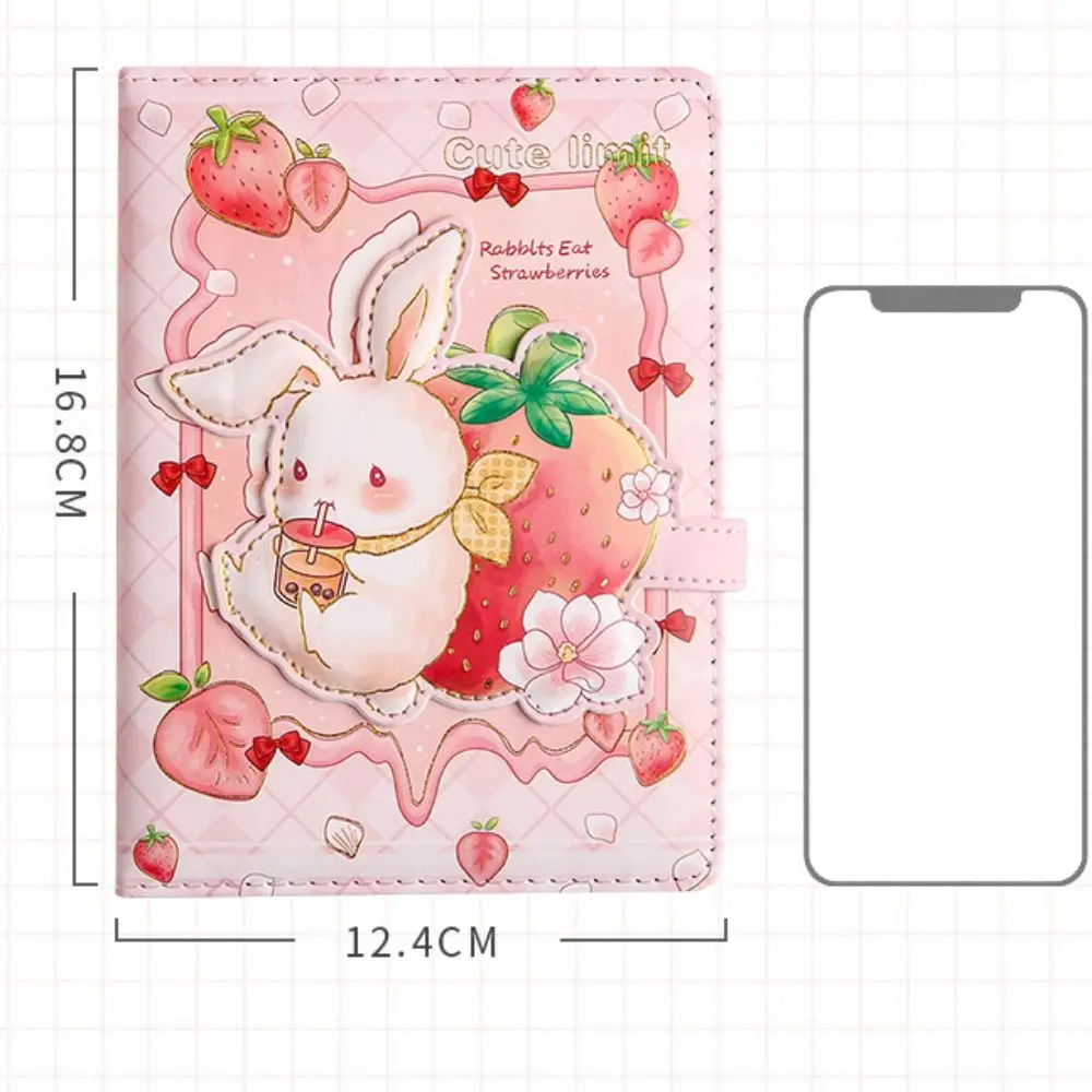 Carnet de notes magnétique en cuir PU pour étudiants, bloc-notes, bloc-notes, bloc-notes, manuel, dessin animé, lapin, construction 112, liberté