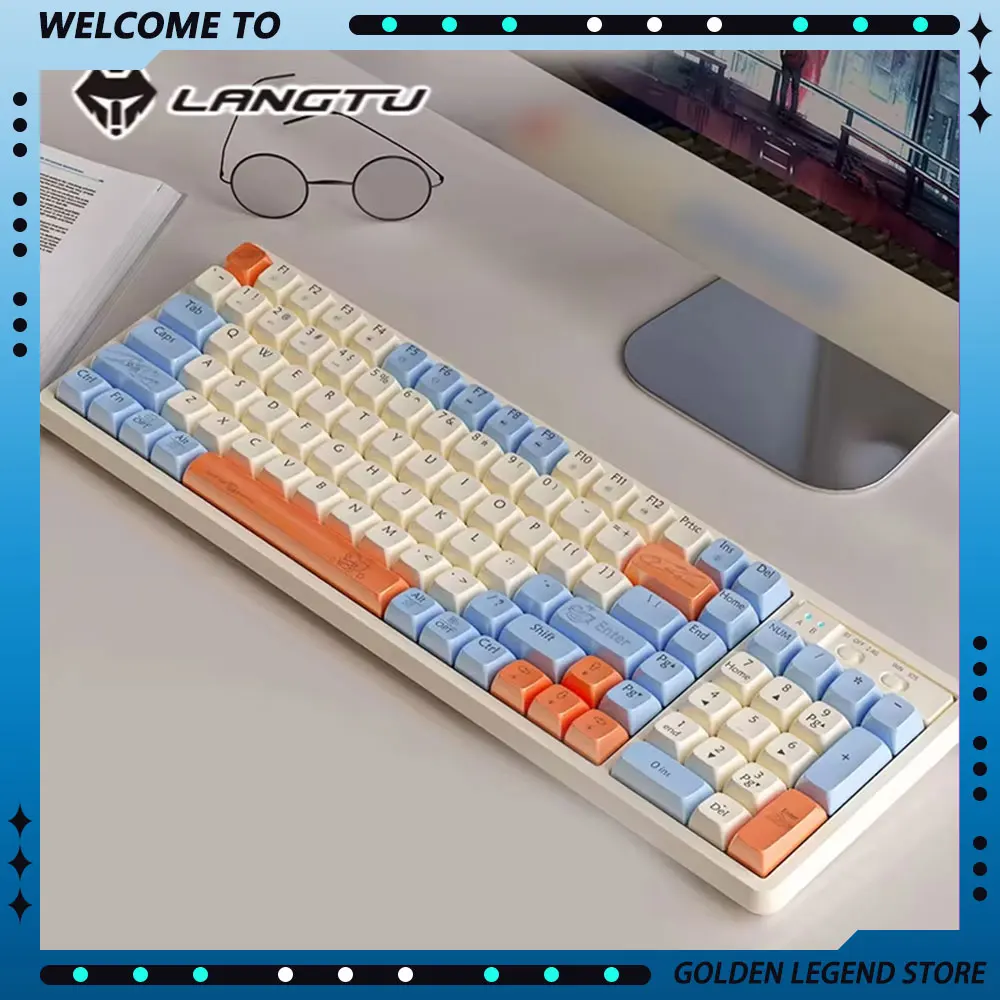 Langtu GK102 Mechanical Gaming Keyboard Wireless Bluetooth Multi Color Light Up Key Keyboard For Customized Computer Accessories