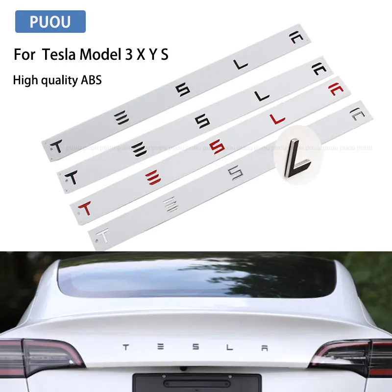 1 Uds. Logotipo 3D ABS letras del emblema Tesla insignia del maletero del coche etiqueta de letra trasera galvanizada para el modelo 3 modelo S X accesorios modificados