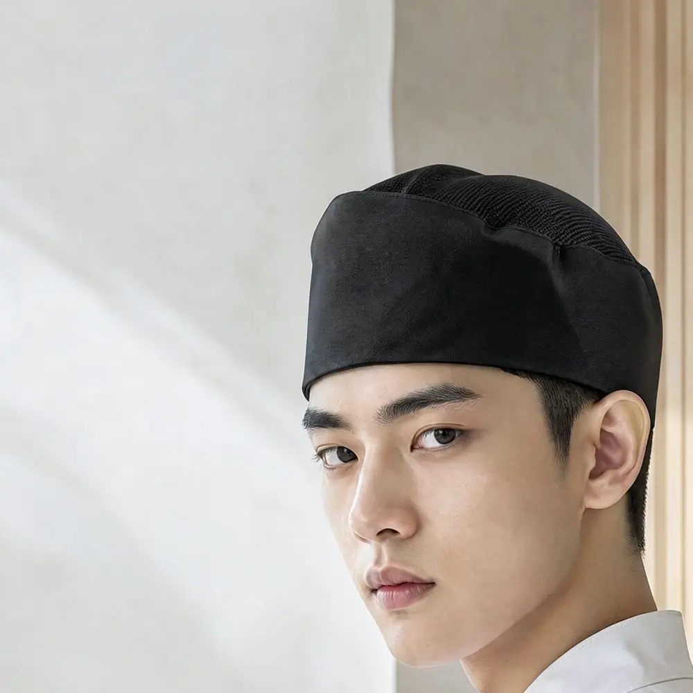 Unisex Catering Work Hat Adjustable Chef Cap Breathable Restaurant Uniform Headwear For Hotel Kitchen Food Service Staff