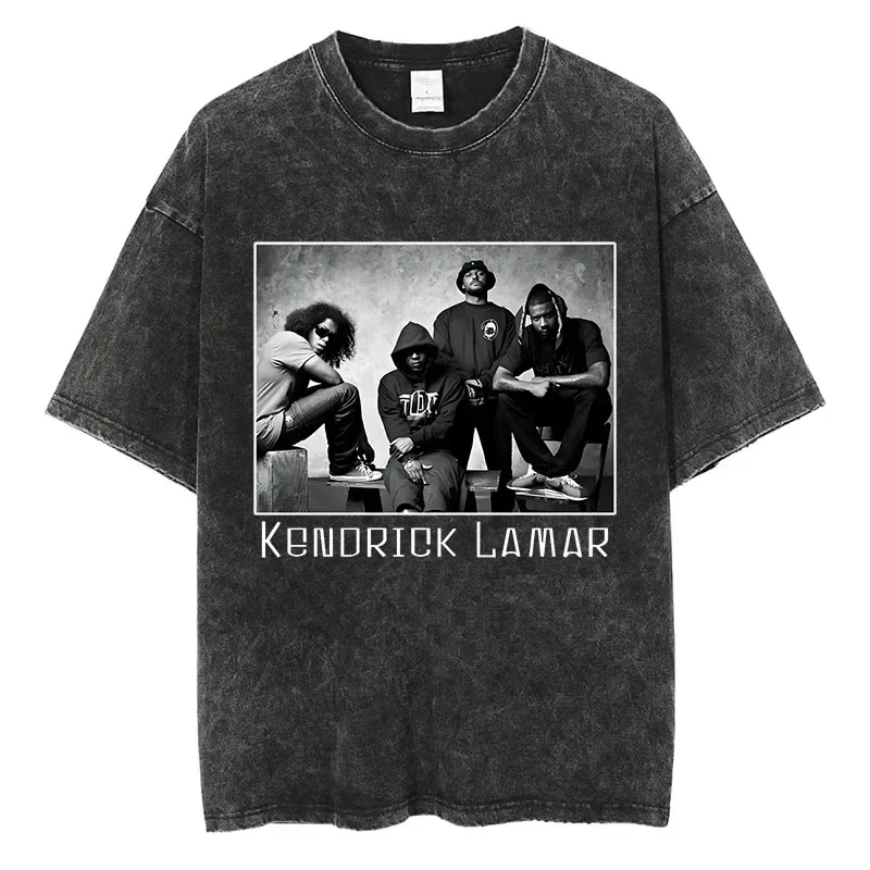 Men Clothing T-shirt DAMN.Music Album Cover Rapper Kendrick Lamar Print Tshirt Top High Street Men Hip Hop washed