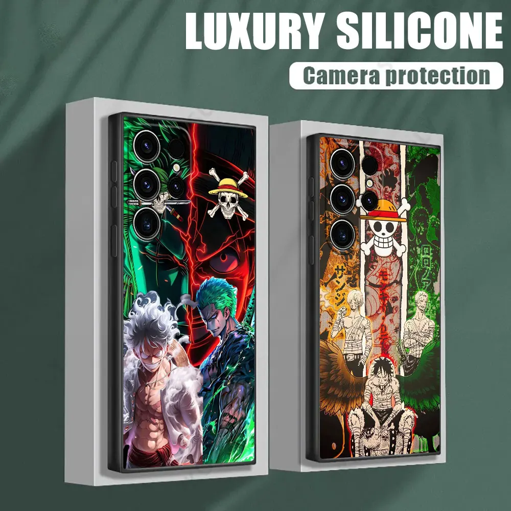 

Luffy Zoro Anime One Pieces Phone Case For Samsung Galaxy S25 S24 S23 S20 S21 FE S26 S22 Ultra 5G S26 Plus S25FE Silicone Cover