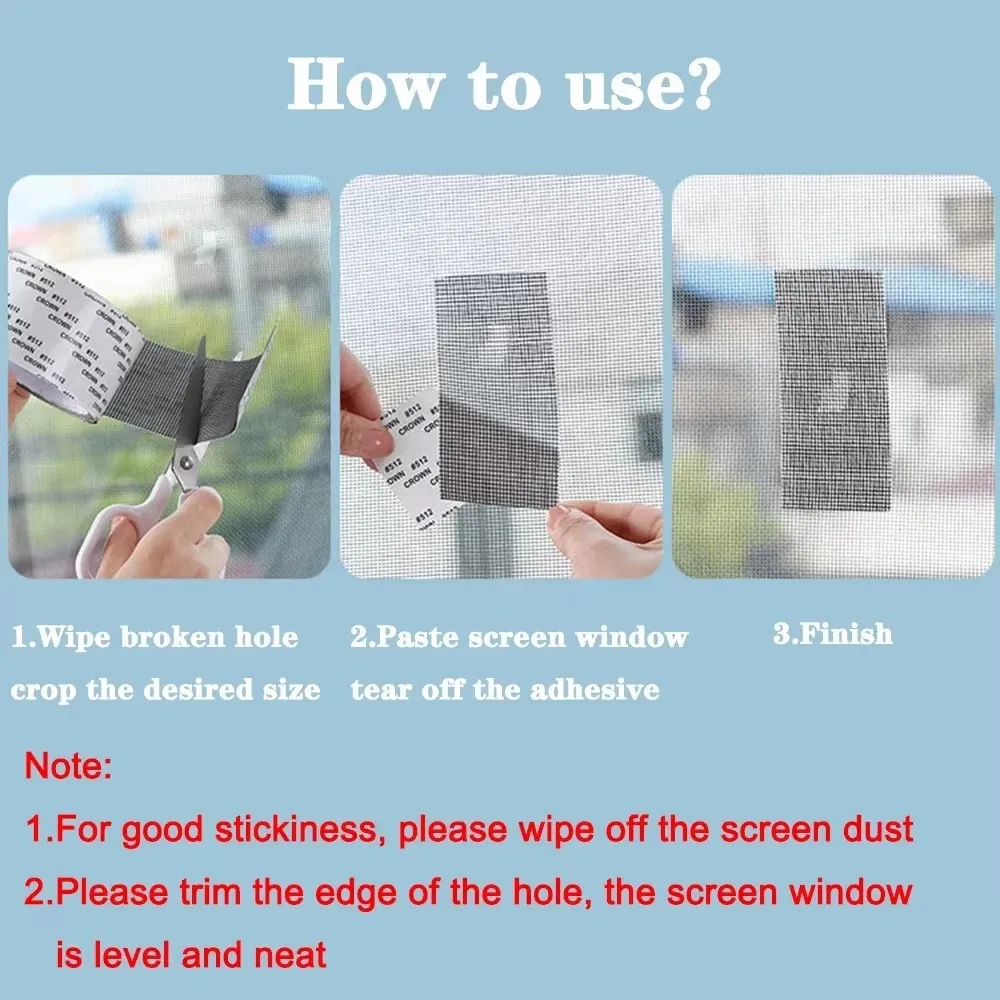 Waterproof Self-Adhesive Window Screen Repair Tape Insect Screen Patch with Strong Adhesion for Fixing Damaged Window Screens image 4